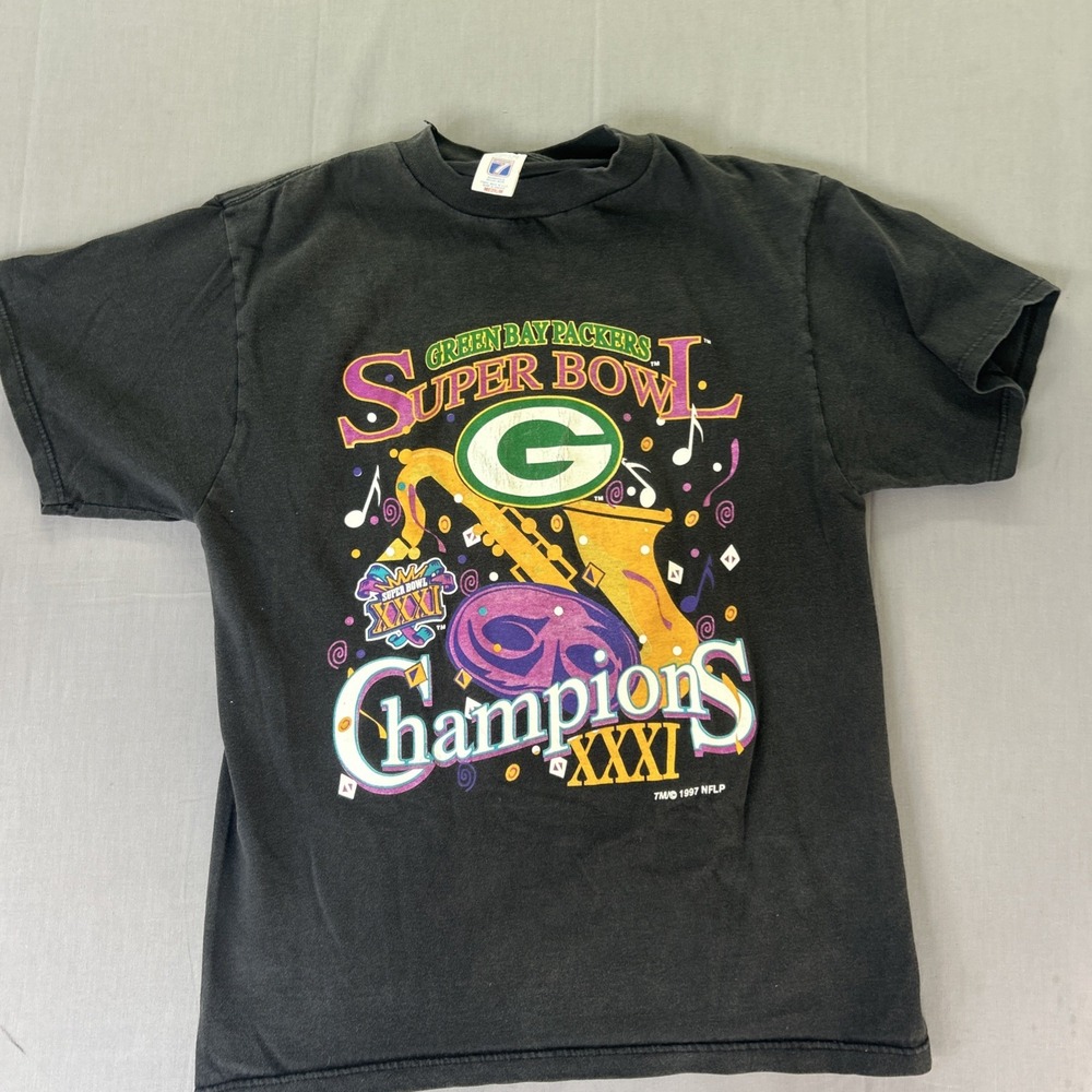 Logo 7 1997 Green Bay Packers Super Bowl XXXI Champions NFL Football Shirt Sz M